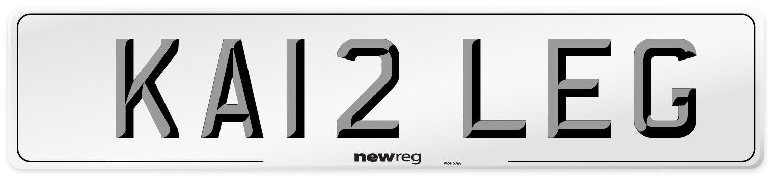 KA12 LEG Number Plate from New Reg